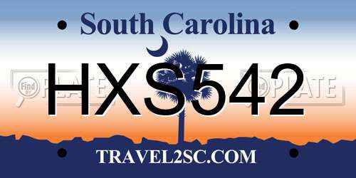 HXS542 South Carolina License Plate