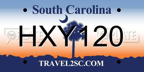 HXY120 South Carolina License Plate