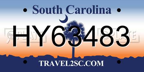 HY63483 South Carolina License Plate
