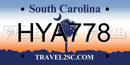 HYA778 South Carolina License Plate