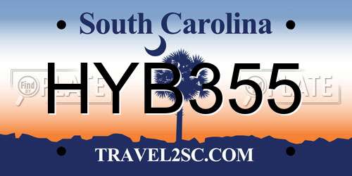 HYB355 South Carolina License Plate