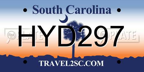 HYD297 South Carolina License Plate