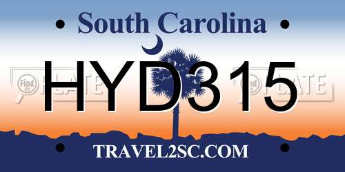HYD315 South Carolina License Plate