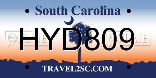 HYD809 South Carolina License Plate