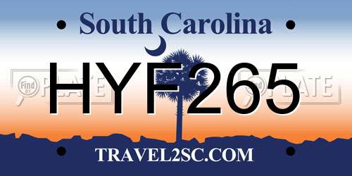 HYF265 South Carolina License Plate