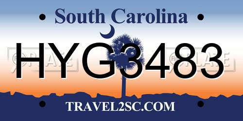 HYG3483 South Carolina License Plate