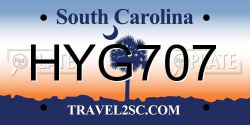HYG707 South Carolina License Plate