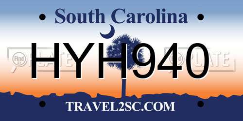 HYH940 South Carolina License Plate