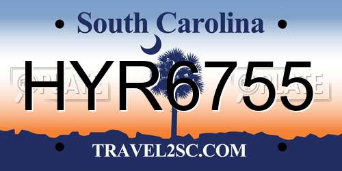 HYR6755 South Carolina License Plate