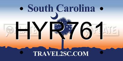 HYR761 South Carolina License Plate