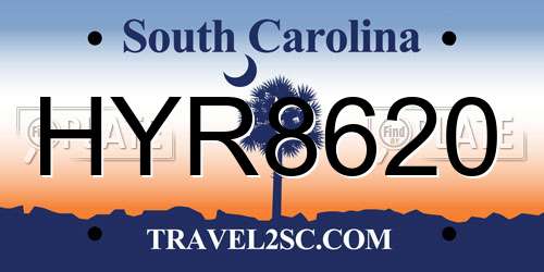 HYR8620 South Carolina License Plate