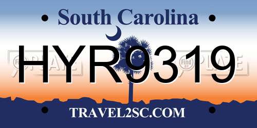 HYR9319 South Carolina License Plate