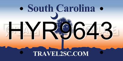 HYR9643 South Carolina License Plate