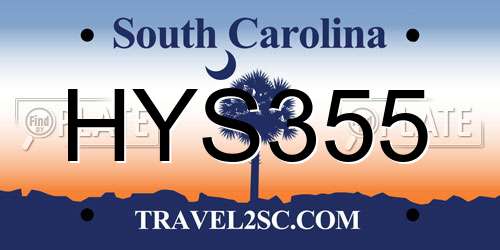 HYS355 South Carolina License Plate