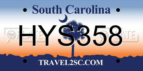 HYS358 South Carolina License Plate
