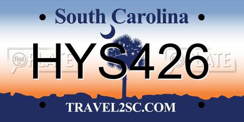 HYS426 South Carolina License Plate