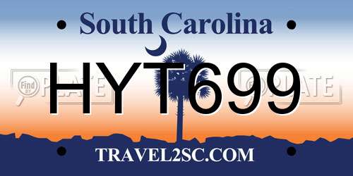 HYT699 South Carolina License Plate