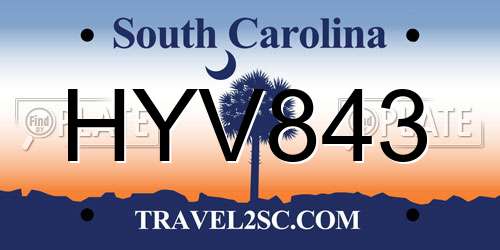 HYV843 South Carolina License Plate