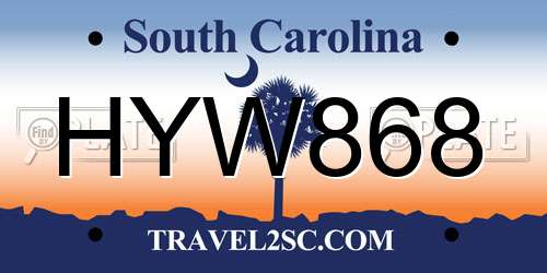 HYW868 South Carolina License Plate