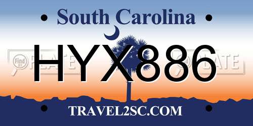 HYX886 South Carolina License Plate