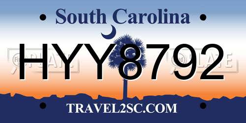 HYY8792 South Carolina License Plate