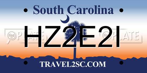 HZ2E2I South Carolina License Plate