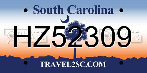 HZ52309 South Carolina License Plate