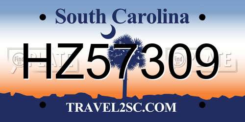HZ57309 South Carolina License Plate