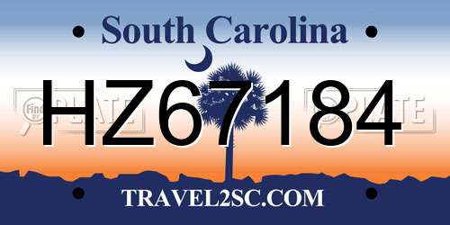 HZ67184 South Carolina License Plate