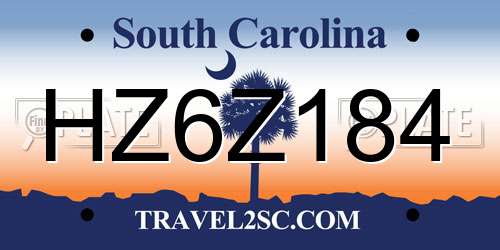 HZ6Z184 South Carolina License Plate
