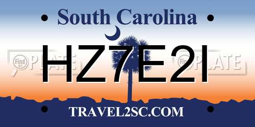 HZ7E2I South Carolina License Plate