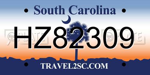 HZ82309 South Carolina License Plate