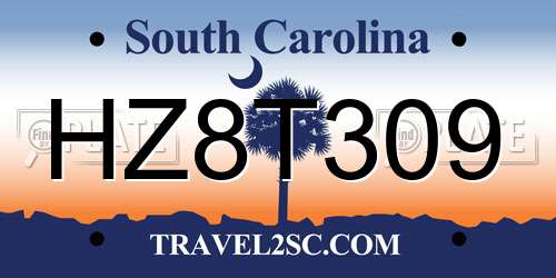 HZ8T309 South Carolina License Plate