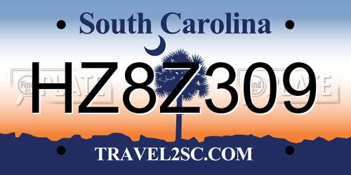 HZ8Z309 South Carolina License Plate