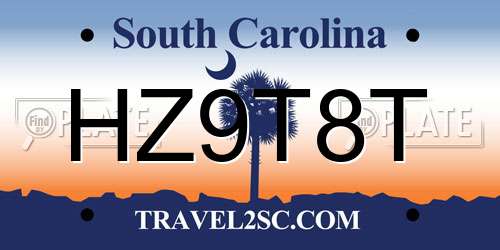 HZ9T8T South Carolina License Plate
