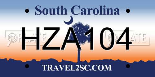 HZA104 South Carolina License Plate
