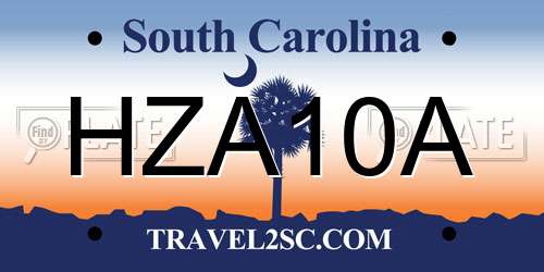 HZA10A South Carolina License Plate