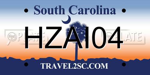 HZAI04 South Carolina License Plate
