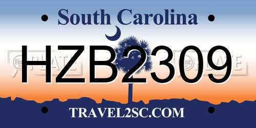 HZB2309 South Carolina License Plate