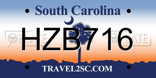 HZB716 South Carolina License Plate