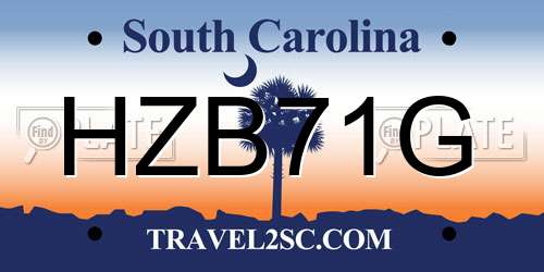 HZB71G South Carolina License Plate