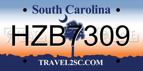 HZB7309 South Carolina License Plate