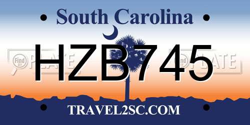 HZB745 South Carolina License Plate