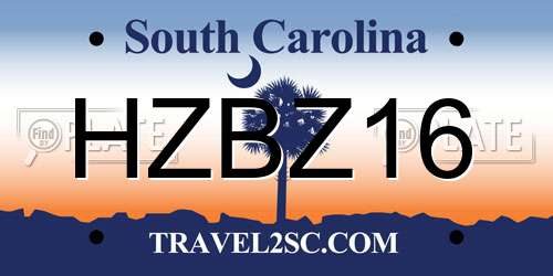 HZBZ16 South Carolina License Plate