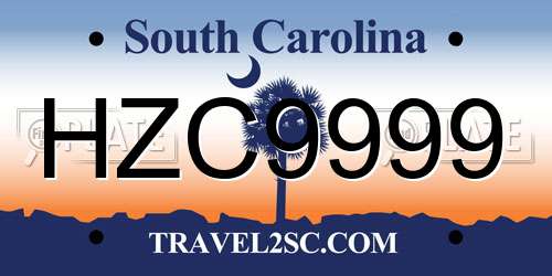 HZC9999 South Carolina License Plate