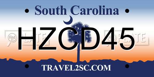 HZCD45 South Carolina License Plate