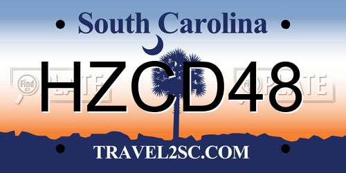 HZCD48 South Carolina License Plate