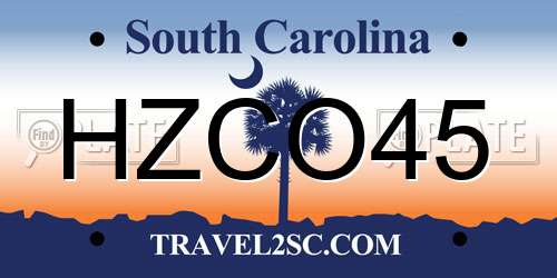 HZCO45 South Carolina License Plate
