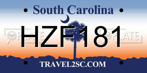 HZF181 South Carolina License Plate