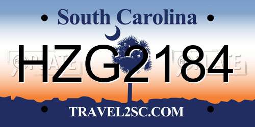 HZG2184 South Carolina License Plate